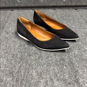Franco Sarto Black Flats with Pointed Toe and Suede Finish